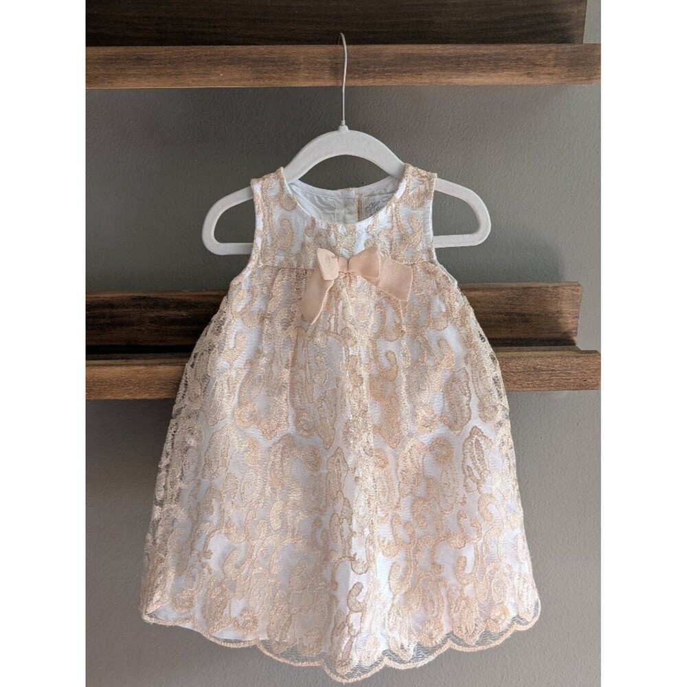 Heirloom by Polly Flinders Gold Lace Dress 24M Flower Girl Easter Wedding Formal